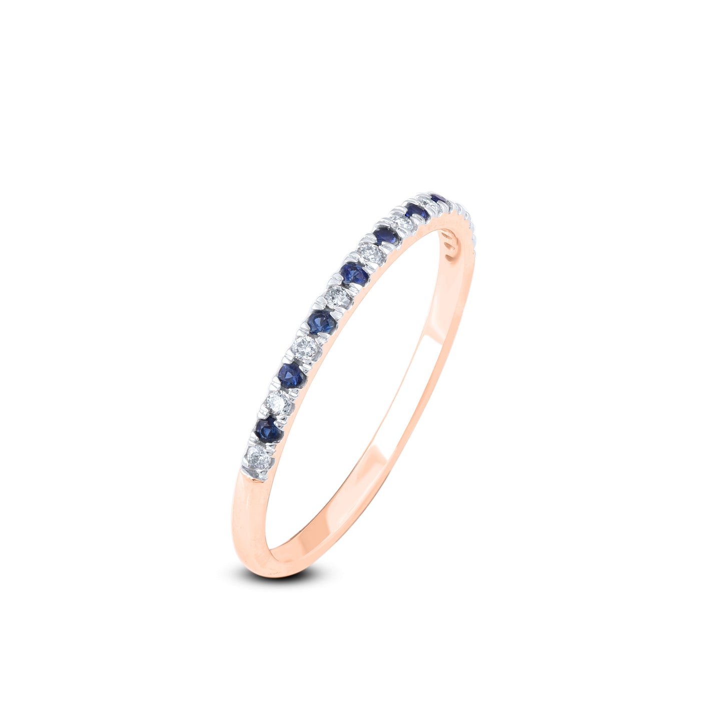 Diamond and Blue Sapphire Stackable Band Ring in 10K Gold