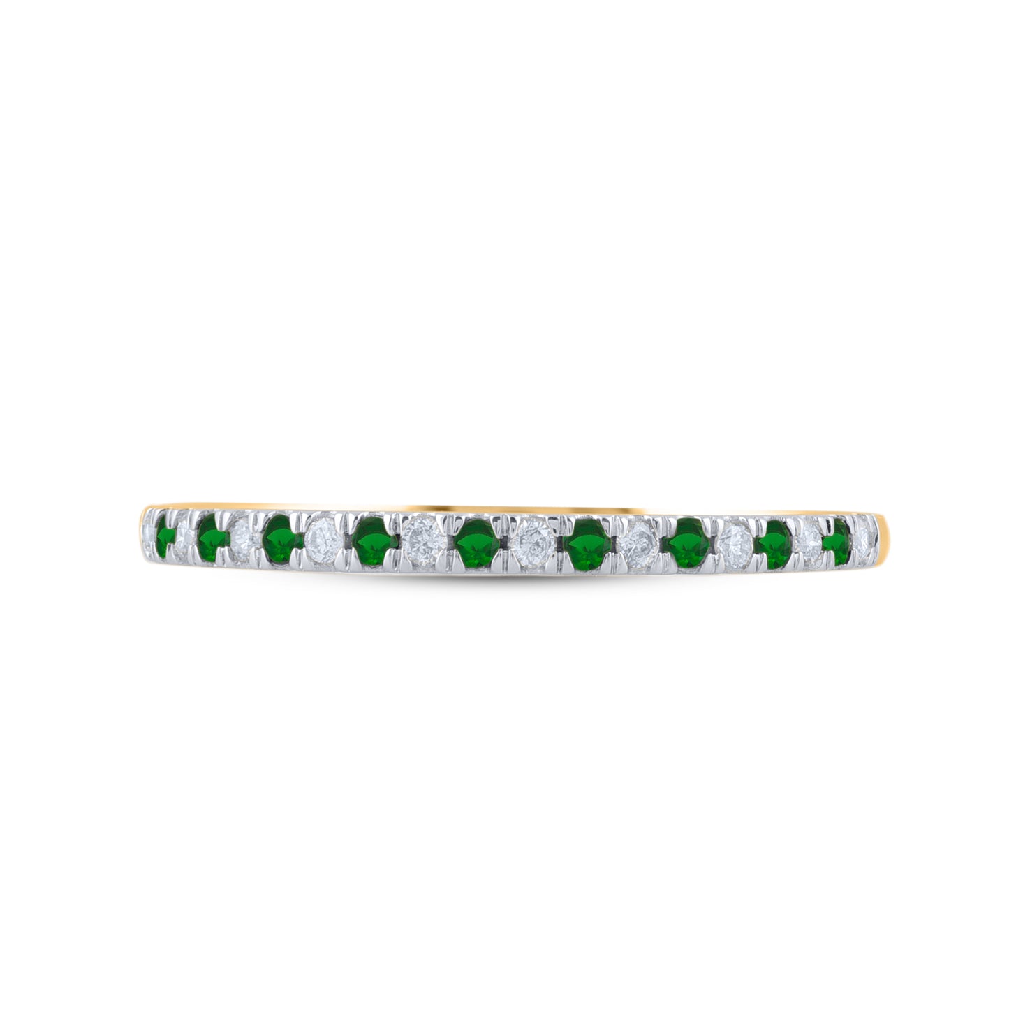 Diamond and Emerald Stackable Band Ring in 10K Gold