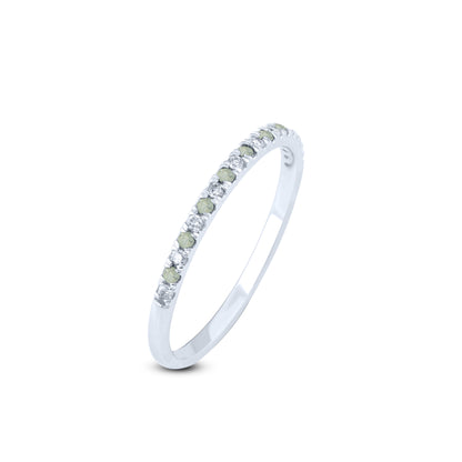 Diamond and Green Sapphire Stackable Band Ring in 10K Gold