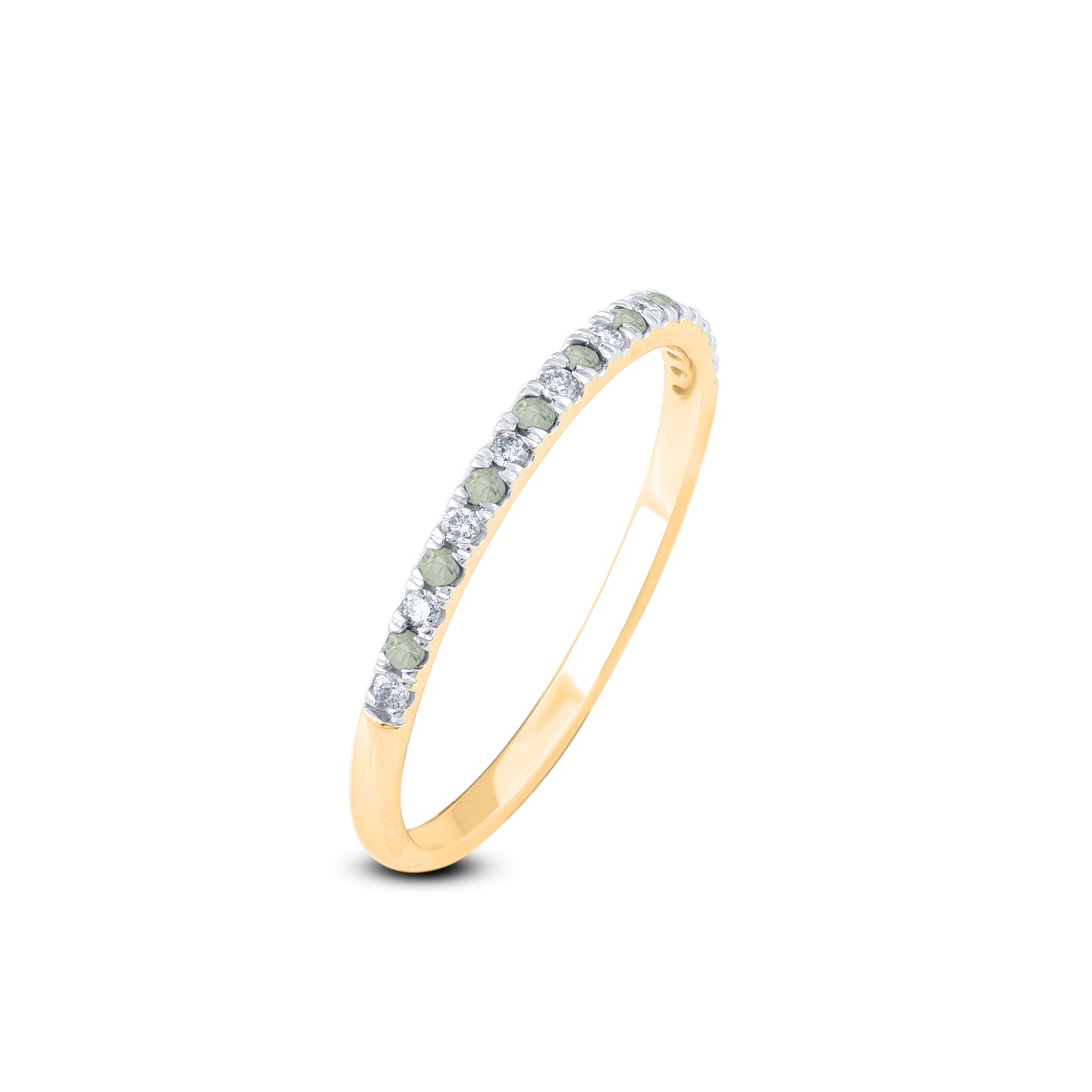 Diamond and Green Sapphire Stackable Band Ring in 10K Gold