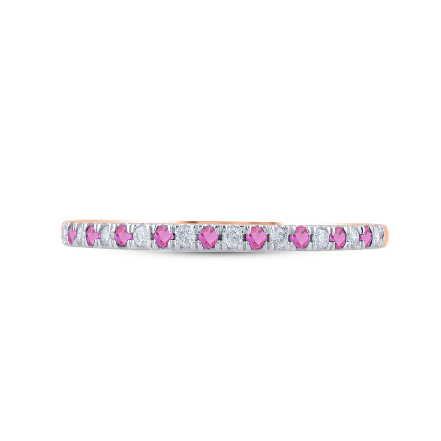 Diamond and Pink Sapphire Stackable Band Ring in 10K Gold