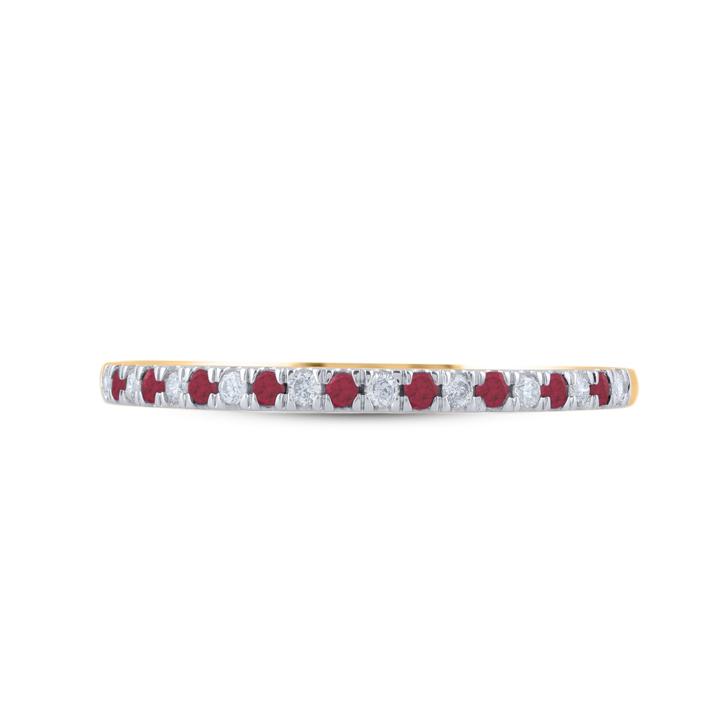 Diamond and Ruby Stackable Band Ring in 10K Gold