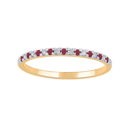 Diamond and Ruby Stackable Band Ring in 10K Gold