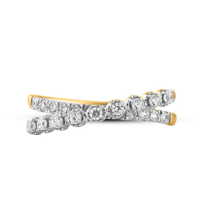 Diamond Crisscross Ring in 10k Yellow Gold