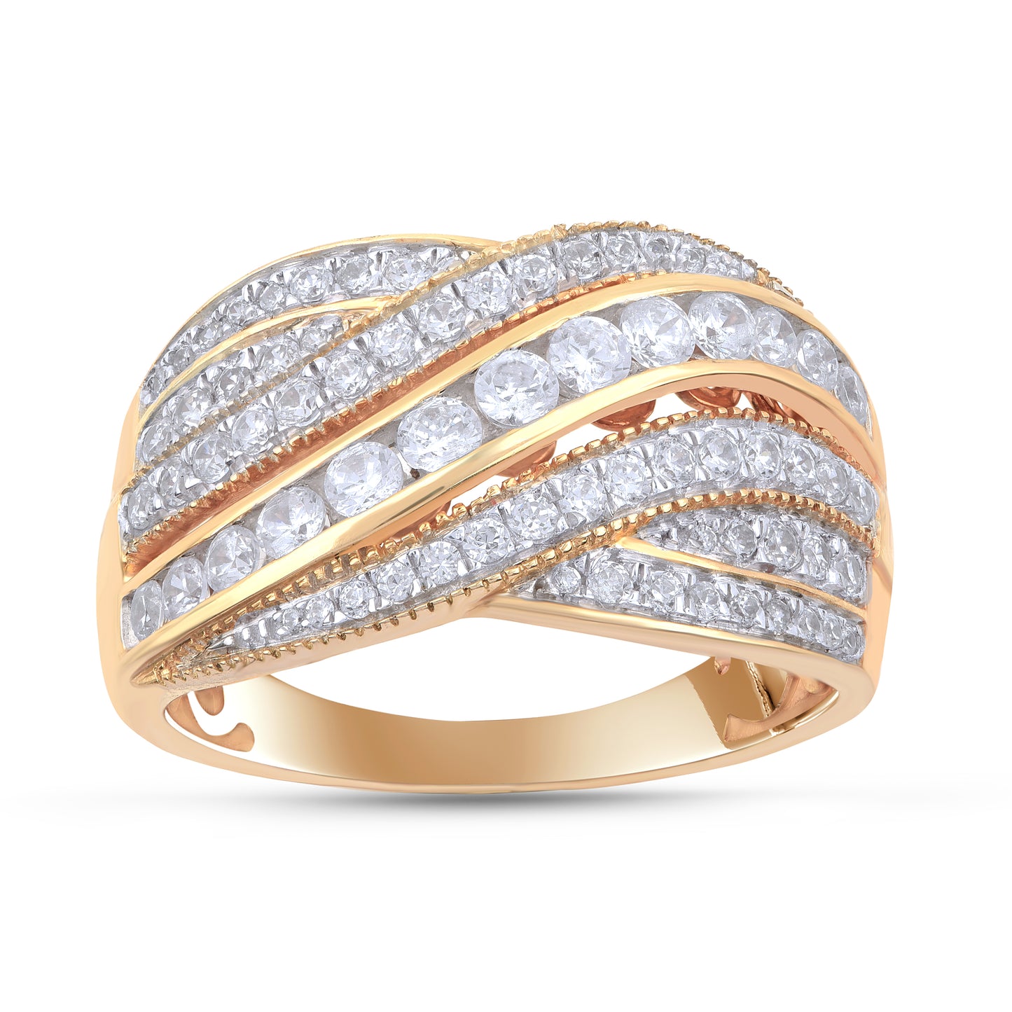1.0 Carat Diamond Crossover Wedding Band in 18K Yellow Gold