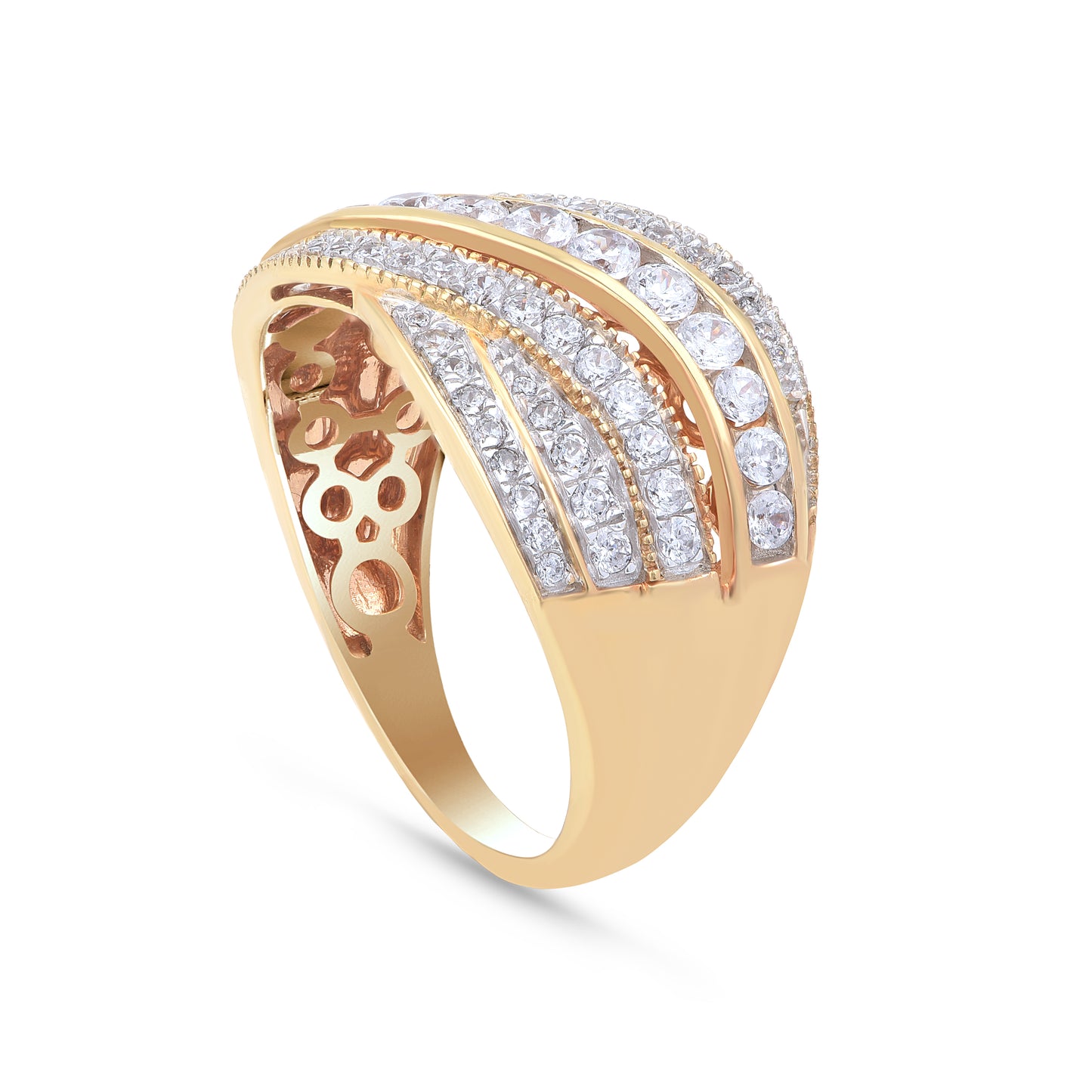 1.0 Carat Diamond Crossover Wedding Band in 18K Yellow Gold