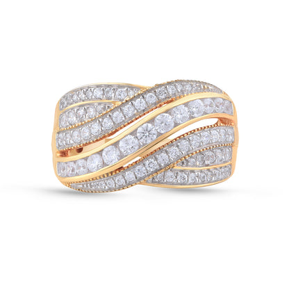 1.0 Carat Diamond Crossover Wedding Band in 18K Yellow Gold