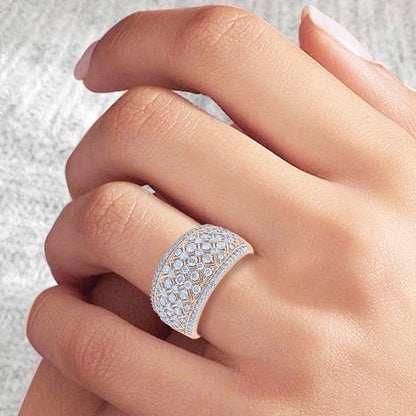 Diamond Multi Row Wedding Band Ring in 10k Gold