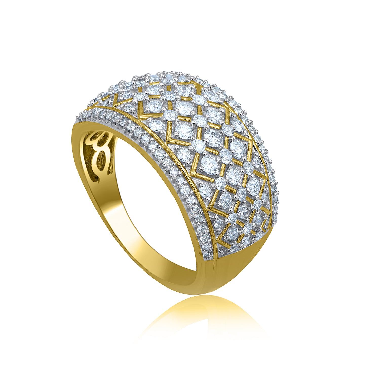 Diamond Multi Row Wedding Band Ring in 10k Gold