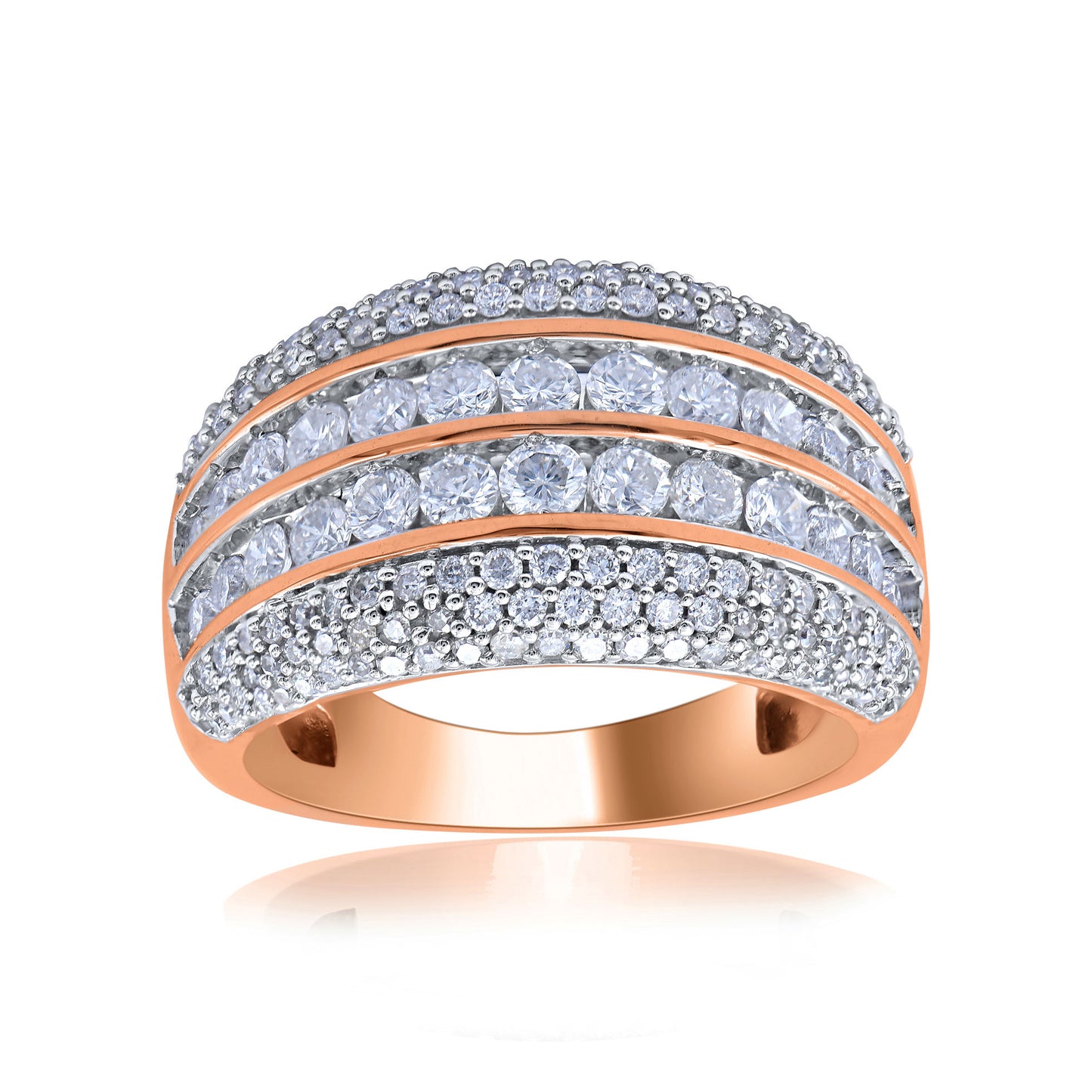Diamond Multi Row Wedding Band Ring in 10k Gold