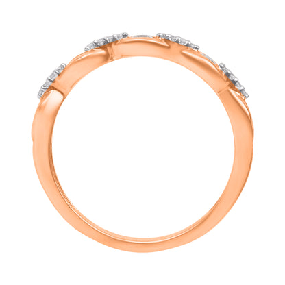 0.20 Carat Natural Diamond Wedding Band Ring in 14K Rose Gold