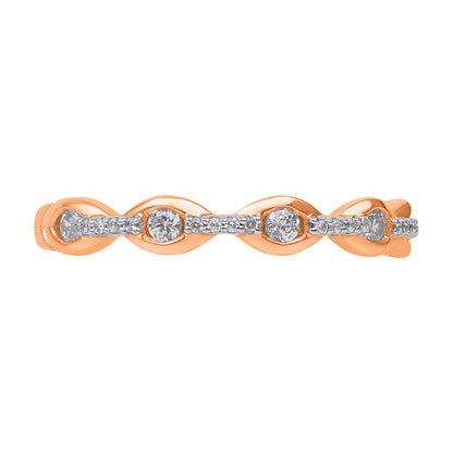 0.20 Carat Natural Diamond Wedding Band Ring in 14K Rose Gold