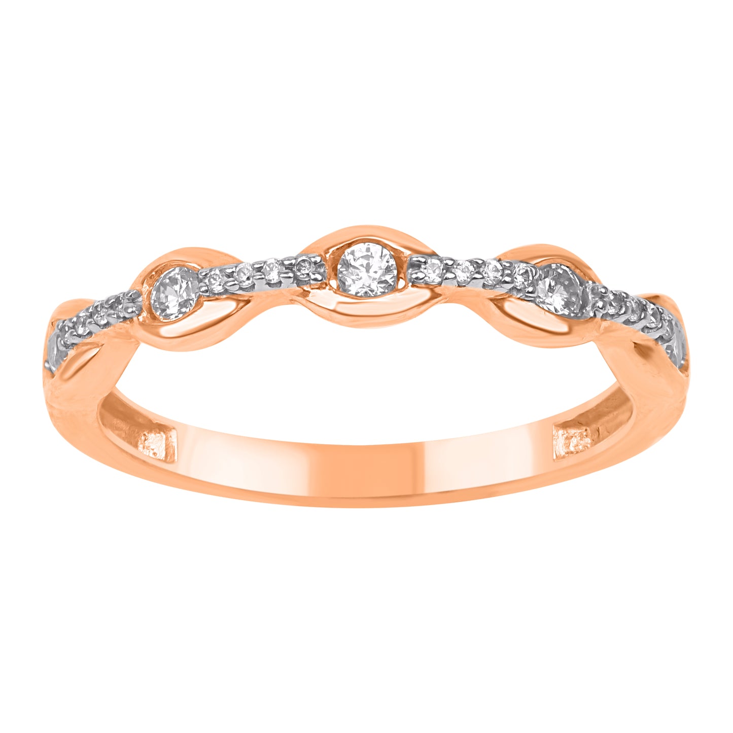 0.20 Carat Natural Diamond Wedding Band Ring in 14K Rose Gold