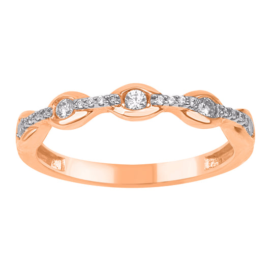 0.20 Carat Natural Diamond Wedding Band Ring in 14K Rose Gold