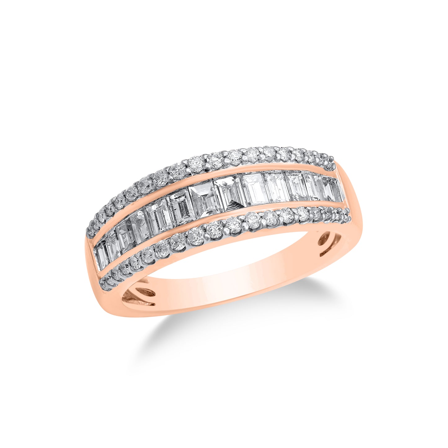 Baguette Cut Natural Diamond Wedding Band in 10K Gold