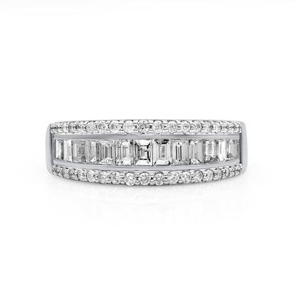 Baguette Cut Natural Diamond Wedding Band in 10K Gold