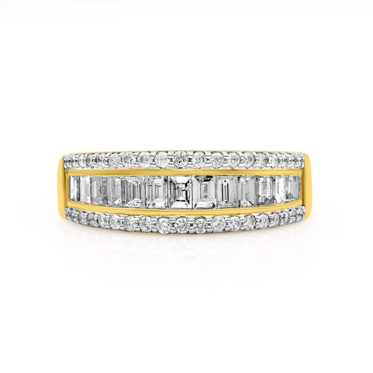 Baguette Cut Natural Diamond Wedding Band in 10K Gold