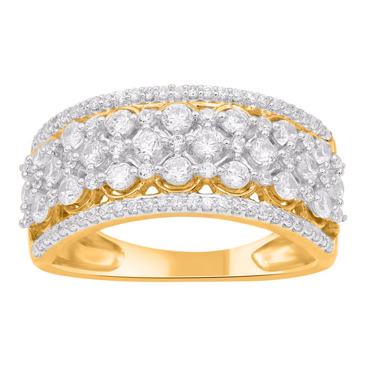 1.0 Carat Natural Round Diamond Wedding Band Ring in 14KT Yellow Gold