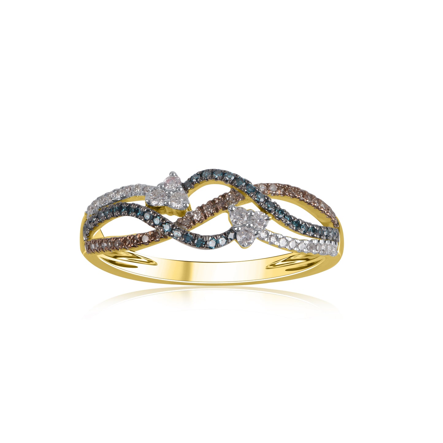 Multi Diamond Crisscross Ring in 10K Gold | 14K Gold