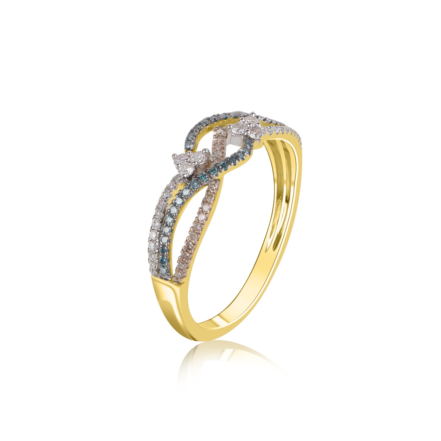 Multi Diamond Crisscross Ring in 10K Gold | 14K Gold