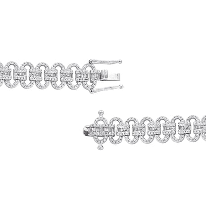3 Carat Natural Diamond Wedding Bracelet in 14K White Gold