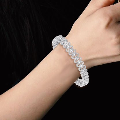3 Carat Natural Diamond Wedding Bracelet in 14K White Gold