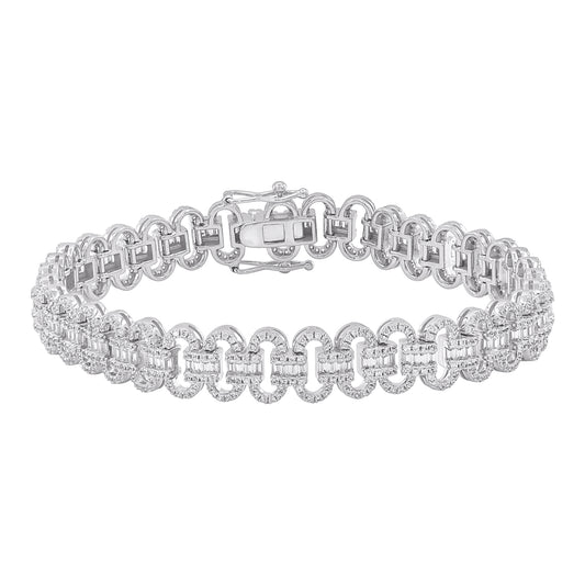 3 Carat Natural Diamond Wedding Bracelet in 14K White Gold