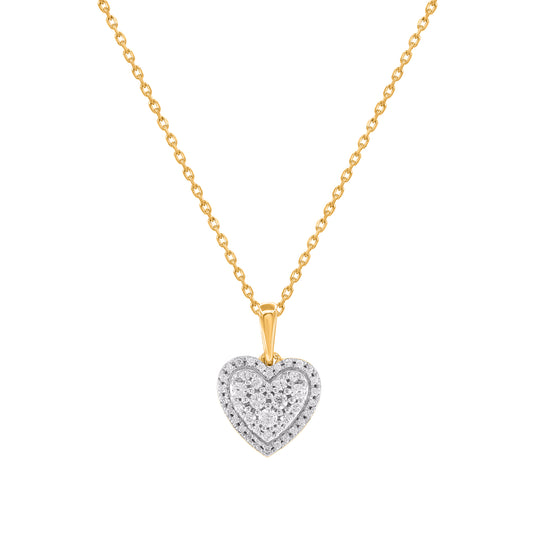 TJD 0.25 Carat Natural Diamond Heart Pendant Necklace 10K Yellow Gold