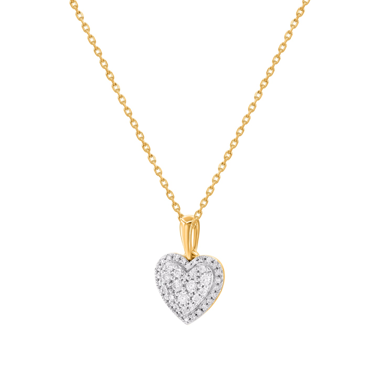 TJD 0.25 Carat Natural Diamond Heart Pendant Necklace 10K Yellow Gold