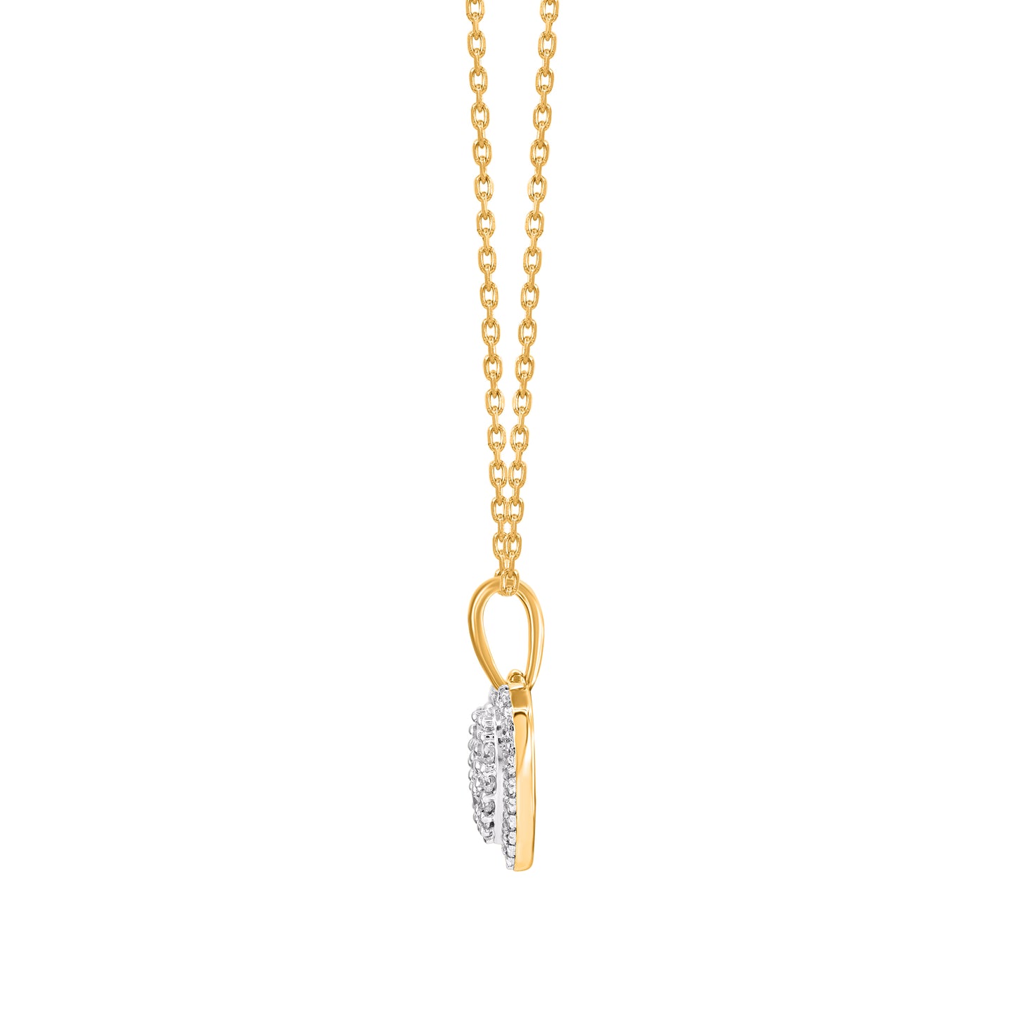 TJD 0.25 Carat Natural Diamond Heart Pendant Necklace 10K Yellow Gold