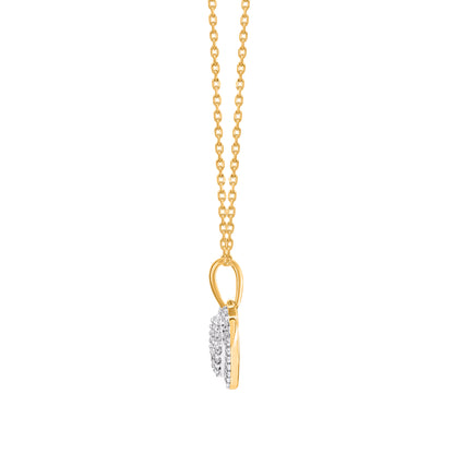 TJD 0.25 Carat Natural Diamond Heart Pendant Necklace 10K Yellow Gold