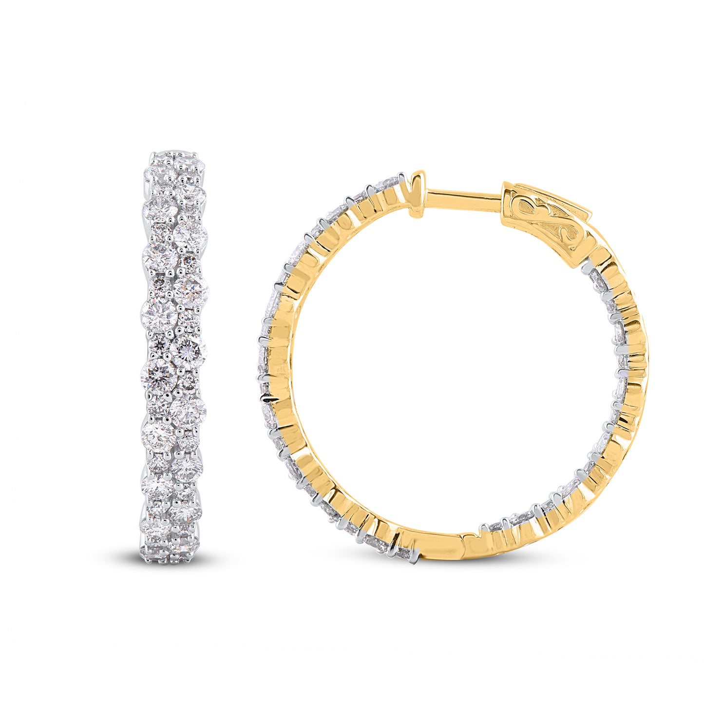 Two Lines Hoop Earrings in 14K Gold