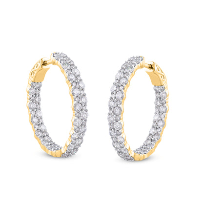 Two Lines Hoop Earrings in 14K Gold