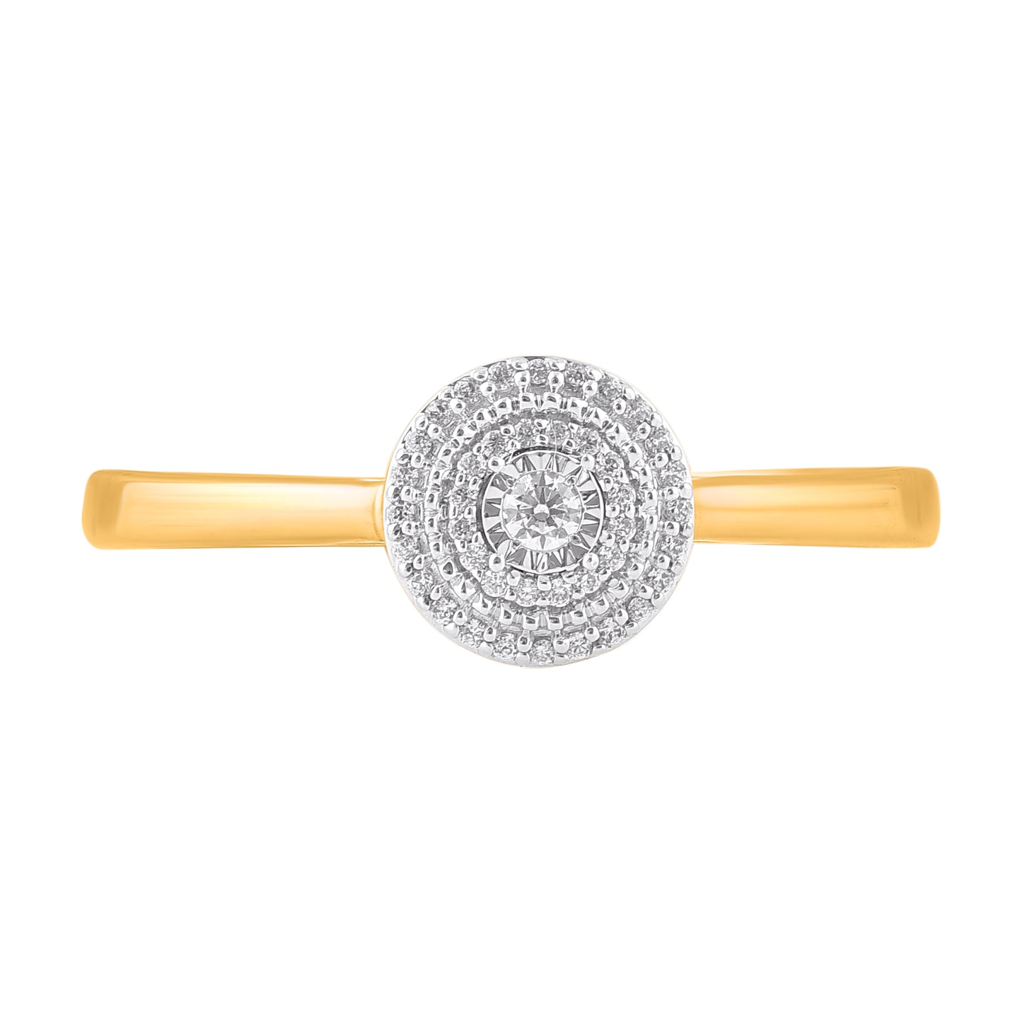 0.13 Carat Natural Diamond 14 Karat Yellow Gold Halo Engagement Ring