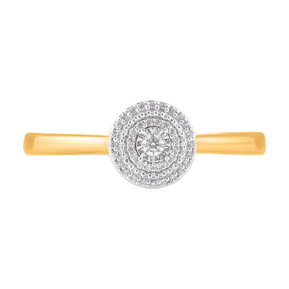 0.13 Carat Natural Diamond 14 Karat Yellow Gold Halo Engagement Ring