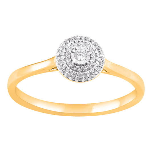 0.13 Carat Natural Diamond 14 Karat Yellow Gold Halo Engagement Ring