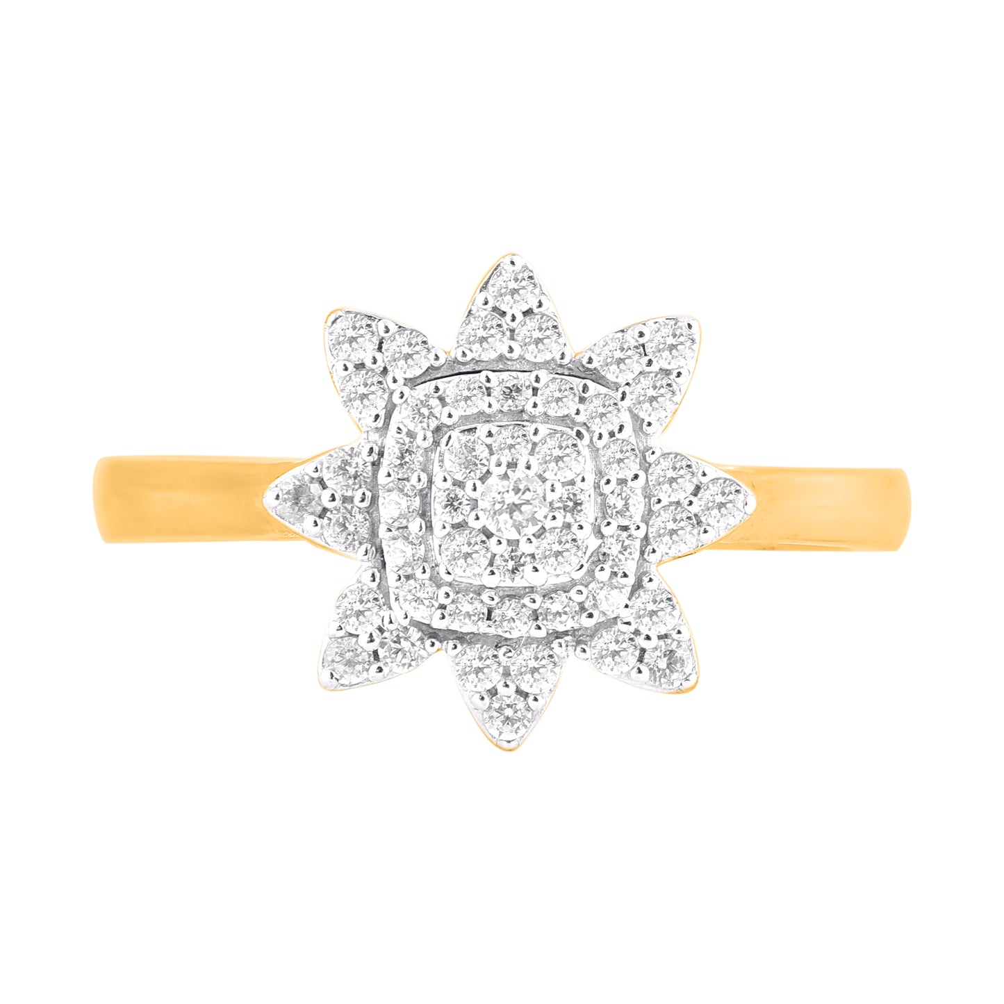 0.32 Carat Natural Diamond 14KT Yellow Gold Floral Cluster Ring