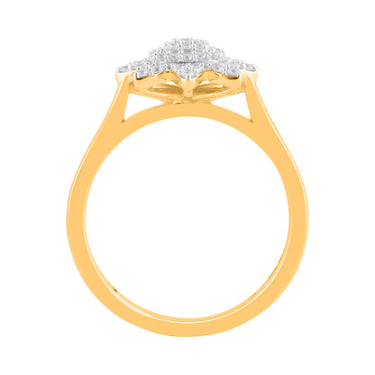 0.32 Carat Natural Diamond 14KT Yellow Gold Floral Cluster Ring