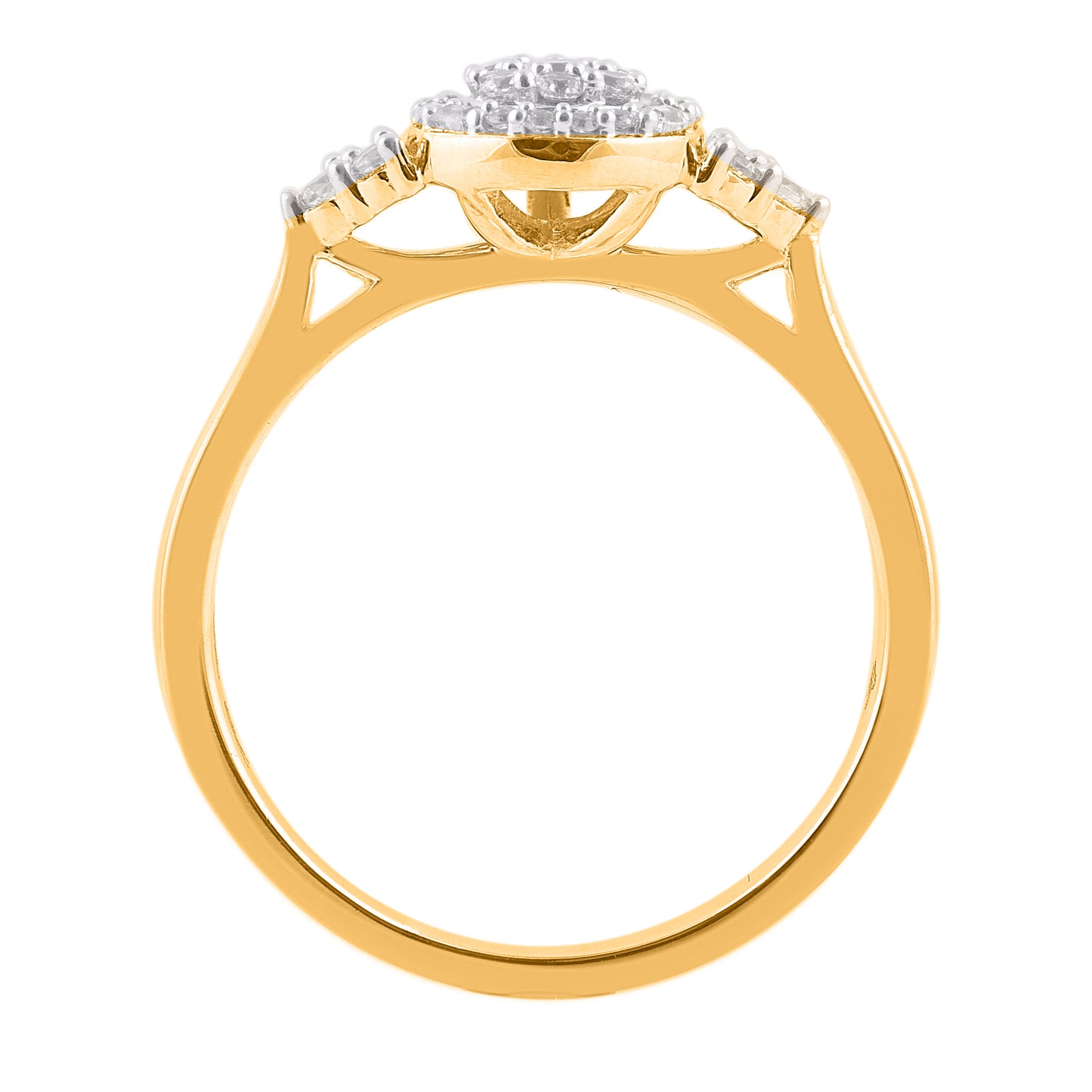 0.25 Carat Pear Shape Halo Diamond Ring in 14K Yellow Gold