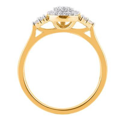 0.25 Carat Pear Shape Halo Diamond Ring in 14K Yellow Gold