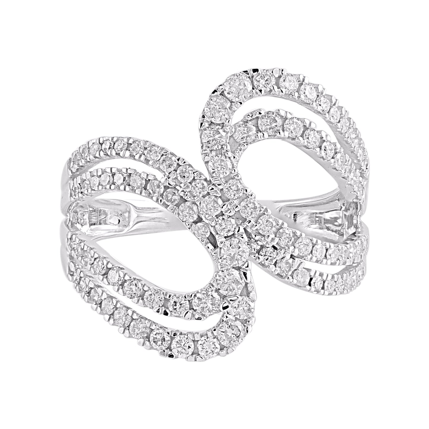 0.75 Carat Diamond Bypass Ring in 14K White Gold