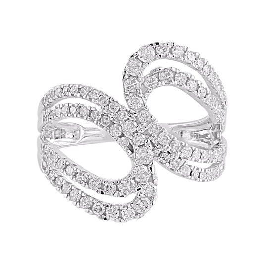 0.75 Carat Diamond Bypass Ring in 14K White Gold