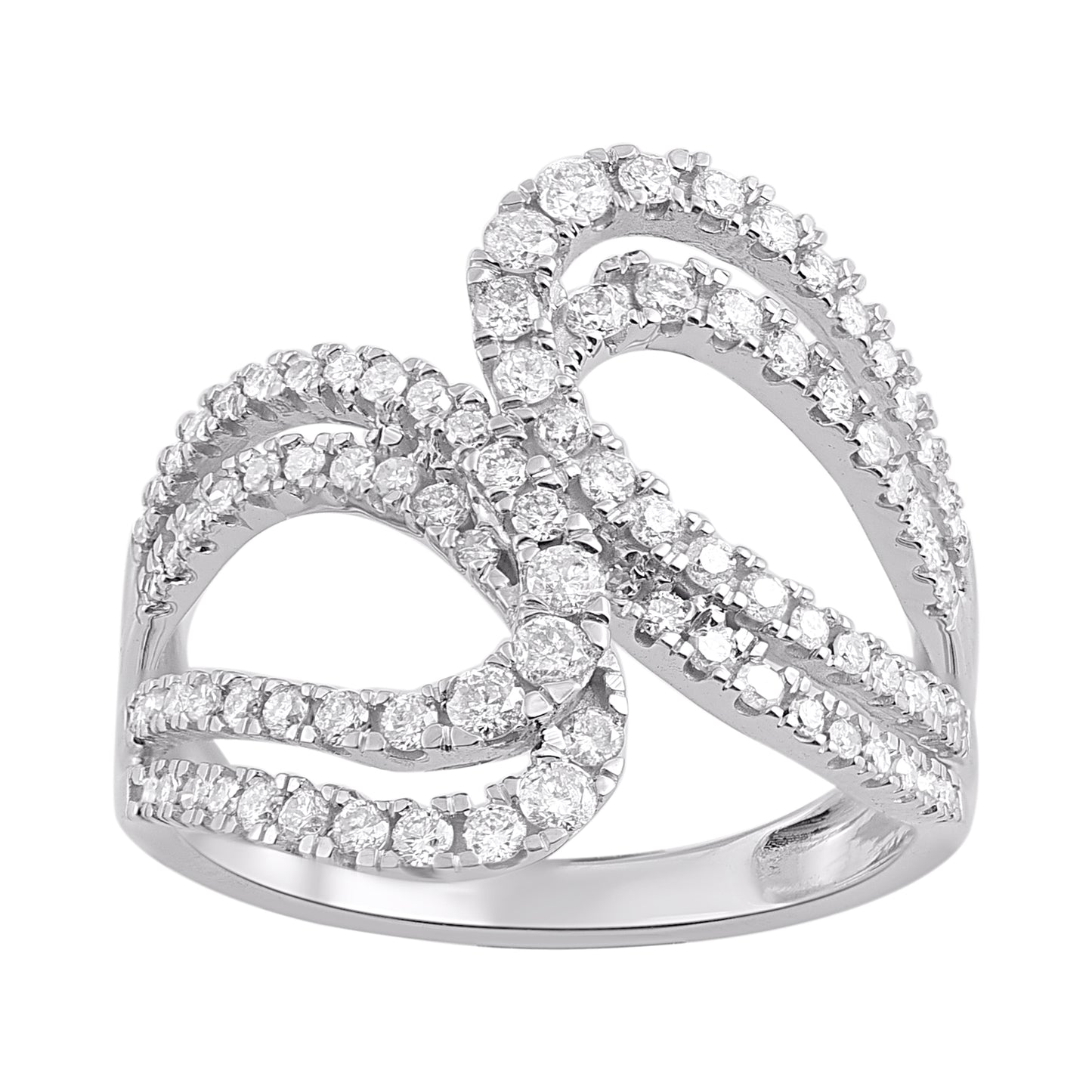 0.75 Carat Diamond Bypass Ring in 14K White Gold
