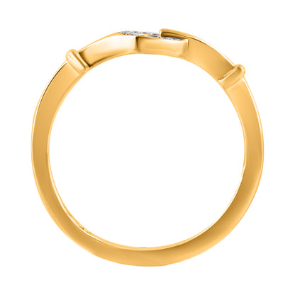 0.04 Carat Diamond Interlocking Wedding Ring in 14KT Yellow Gold