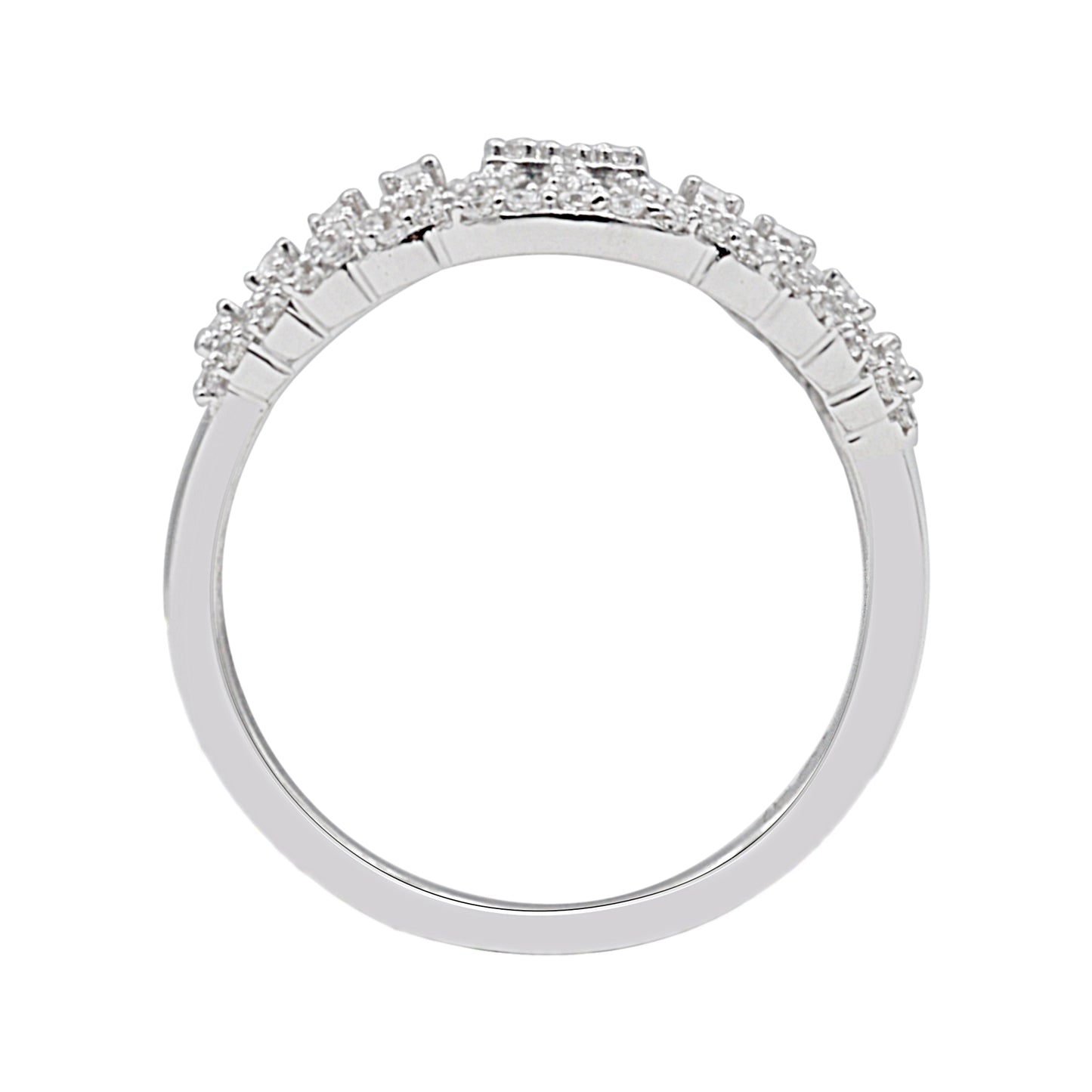 0.75 Carat Mixed-Cut Diamond Layered Wedding Ring in 14K White Gold