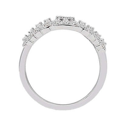 0.75 Carat Mixed-Cut Diamond Layered Wedding Ring in 14K White Gold