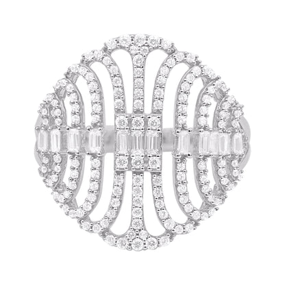 0.75 Carat Mixed-Cut Diamond Layered Wedding Ring in 14K White Gold