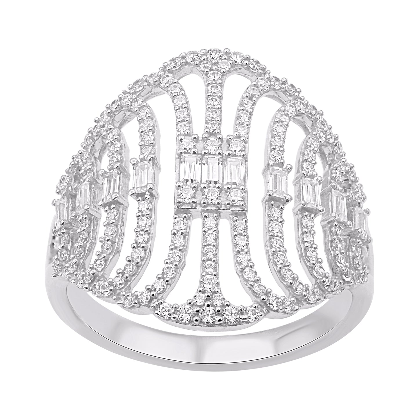 0.75 Carat Mixed-Cut Diamond Layered Wedding Ring in 14K White Gold