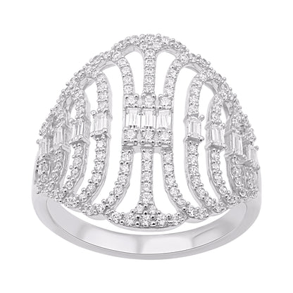 0.75 Carat Mixed-Cut Diamond Layered Wedding Ring in 14K White Gold
