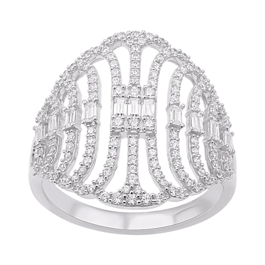 0.75 Carat Mixed-Cut Diamond Layered Wedding Ring in 14K White Gold